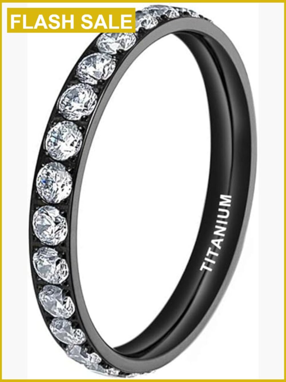 3mm Stackable Titanium Eternity Wedding Bands Comfort Fit Size 6.5